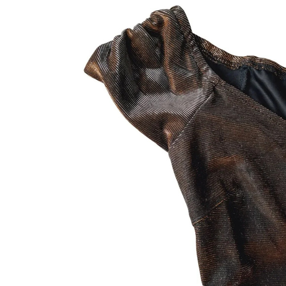 Windsor Bronze / Copper Shiny Midi Dress with Slit in Size Small - Picture 6 of 8